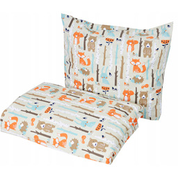 Komplet Pościel 140x200 Poduszka Bawełna Poszewki Liski Beżowe