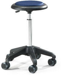 Mobilny stołek roboczy DIEGO, 540-730 mm, niebieska tkanina