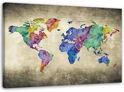 Obraz, Kolorowa mapa świata vintage 60x40