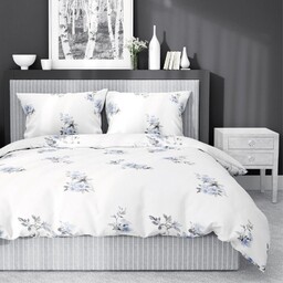 Pościel satynowa 220x200 Home Satin 122 biała niebieska