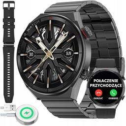 Zegarek Męski Smartwatch Rozmowy Bransoletka Pasek+ Ładowarka Indukcyjna