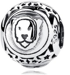 Rodowany srebrny charms do pandora znak zodiaku lew