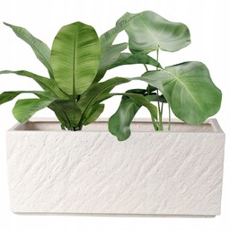 Donica Duża Ogrodowa Mrozoodporna Biała Fiberstone Zewnętrzna 40x15x16cm