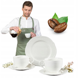 Filiżanki Do Kawy Białe Zestaw Komplet 6OSÓB Porcelana