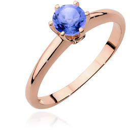 Złoty pierścionek Tanzanit 0,50ct różowe złoto pr. 585