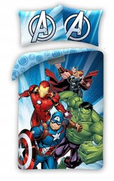 Pościel bawełniana 140x200 Avengers niebieska poszewka 70x90