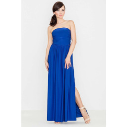 Niebieska Zmysłowa Gorsetowa Maxi Sukienka