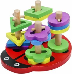 ISO TRADE- Wood Form Sorter Stackable Puzzle Ladybird