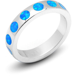 Obrączka Srebrna z Niebieskim Opalem