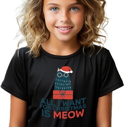 KOSZULKA DZIECIĘCA CZARNA Prezent Świąteczny ALL I WANT