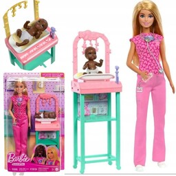 LALKA BARBIE KARIERA LEKARKA PEDIATRA Z DZIECKIEM BOBASEM