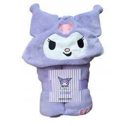 Kuromi Hello Kitty koc narzutka z kapturem 120x150
