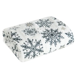 Eurofirany Koc narzuta świąteczny 150x200 biały granatowy śnieżynki