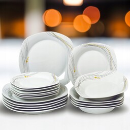 Serwis Obiadowy Porcelanowy Zestaw Talerzy Biały Na 6