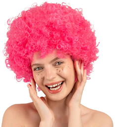Peruka afro różowa - 1 szt.