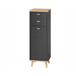 Szafka Łazienkowa Wąska Słupek Czarna Corfu 32x96x28cm Antracyt