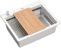 Quadron Zlewozmywak granitowy KURT 110 WORKSTATION Biały