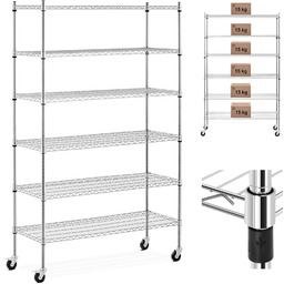 Regał magazynowy druciany ażurowy na kółkach 6 półek