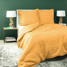 Komplet pościeli lnianej Linen 160x200cm yellow, 160 x