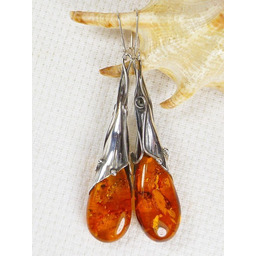 Kolczyki srebrne z bursztynem, handmade 210-73