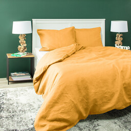 Komplet pościeli lnianej Linen 200x200cm yellow, 200 x