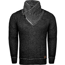 Sweter męski z kominem czarny Recea