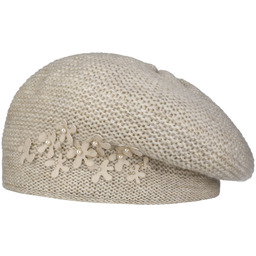 Beret z Kwiatami i Perłami by McBURN, beżowy,