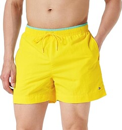 Tommy Hilfiger Męskie kąpielówki średniej długości, Żywy żółty,