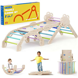 COSYLAND Montessori Rusztowanie do Wspinaczki Trójkąt ze Zjeżdżalnią,