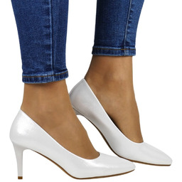 Szpilki Czółenka Sergio Leone 1336 Srebrny Błysk