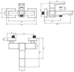 OMNIRES PM7430 GR PARMA bateria wannowa, grafit