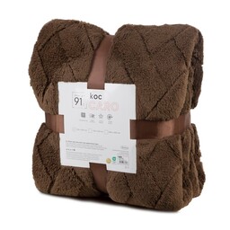 Design 91 Koc narzuta 150x200 Caro brązowy ciemny