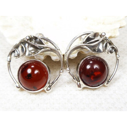 Kolczyki srebrne z bursztynem, handmade 208-17