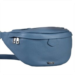 Duża nerka skóra naturalna włoska VEZZE niebieski dżins