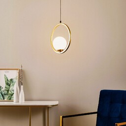 Eko-Light Lampa wisząca Vienna, szkło opalowe, mosiądz, 1-punktowa