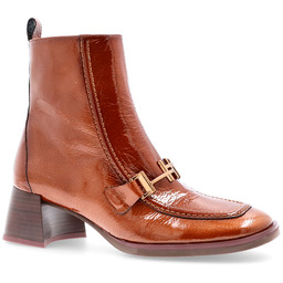 Lakierowane botki na słupku - HISPANITAS HI243727 BRĄZOWE