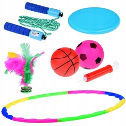 Zestaw sportowy 5w1 Hula hop Dysk Skakanka Piłki