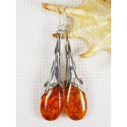 Kolczyki srebrne z bursztynem, handmade 210-84