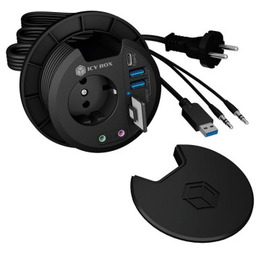 Raidsonic ICY BOX IB-HUB1430-CR gniazdko elektryczne Czarny