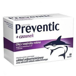 Preventic Olej z wątroby rekina + czosnek, 60kaps.