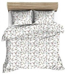 Karo Pościel flanelowa 140x200 biała kwiatuszki żółte czerwone