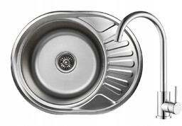 Zlewozmywak stalowy 5745 S8/180 Satyna + Bateria chrom