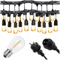 Girlanda Ogrodowa LED 20M 20x Żarówka E12 1W