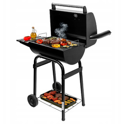 Grill Węglowy Ogrodowy Duży Beczka z Pokrywą Kominem