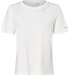Vila T-shirt damski Kobiety Bawełna biały jednolity