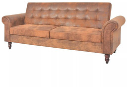 Elior Rozkładana pikowana brązowa sofa L7-F47