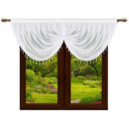 Firany Gotowe z Koralikami 200x80 Woal Firana