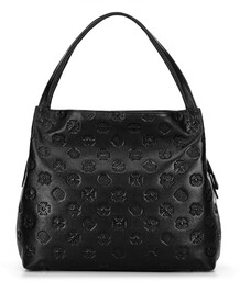 Damska torebka typu worek ze skóry w monogram