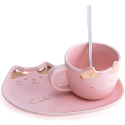 lachineuse - Kubek dla kota, wzór kawaii, stojak