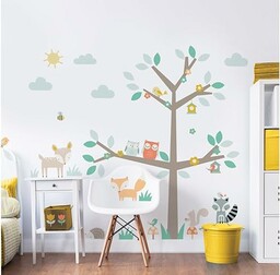 Walltastic Woodland drzewo i przyjaciele postać naklejka ścienna,